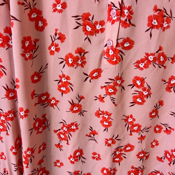 Ann Taylor Pink Floral Button Front Blouse Long Sleeve Shirt Women Medium Preppy - Picture 3 of 7